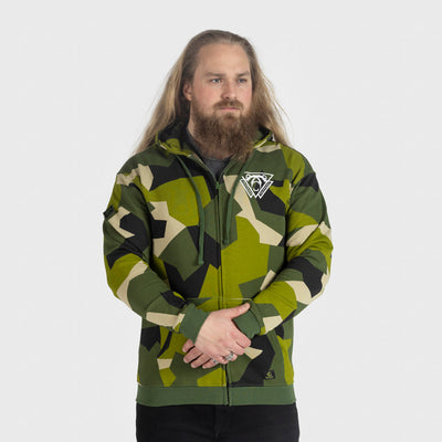 Premium huvtröja med dragkedja, Berserker, M90 Grön Camo