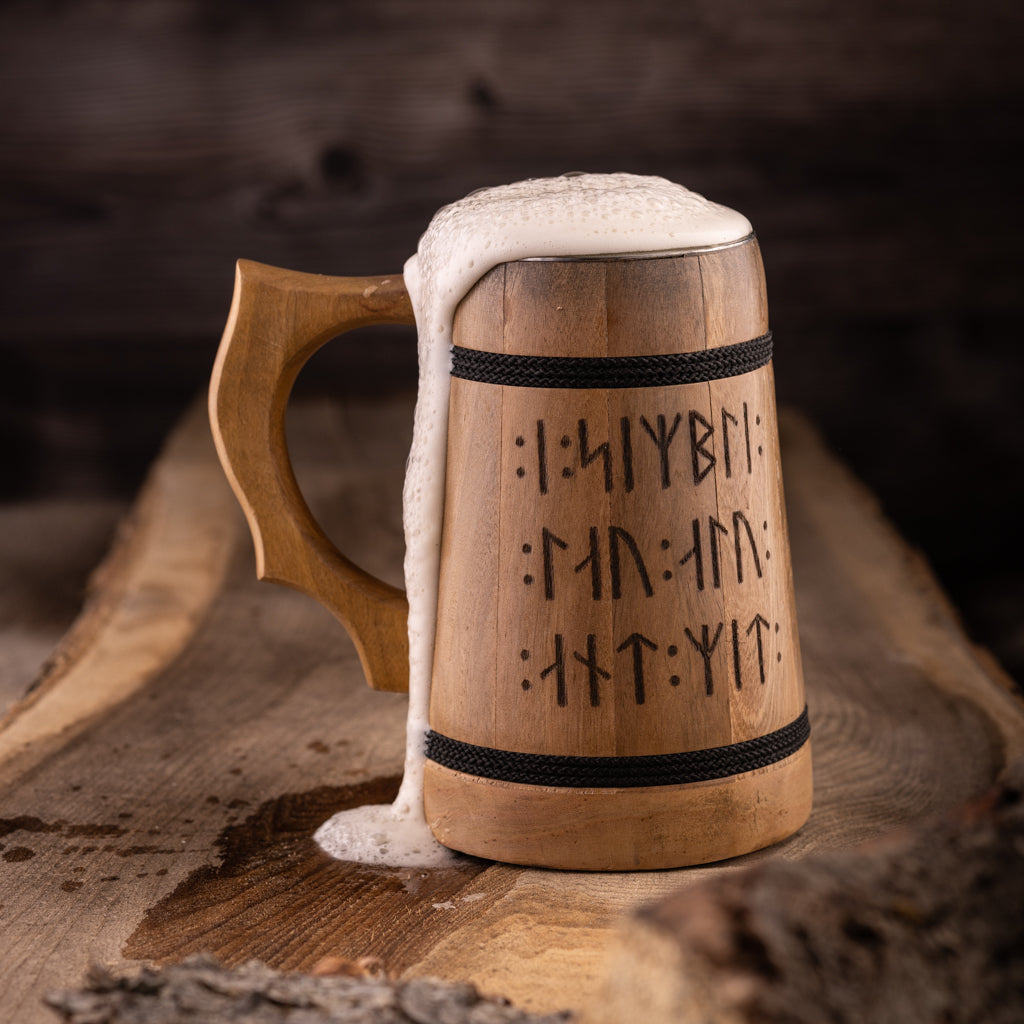 Tankard, Runes, Wood