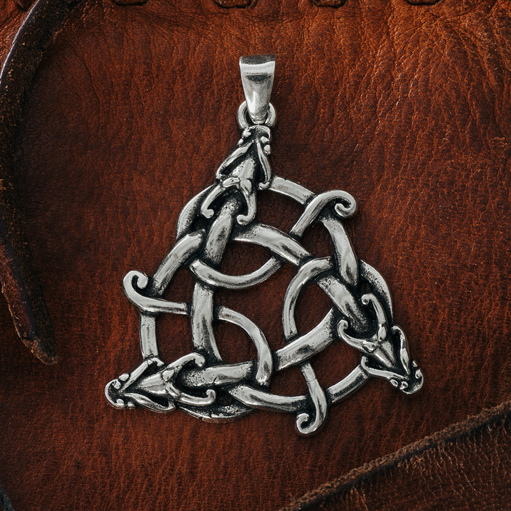 Pendants - Coiling Triquetra Pendant, Silver - Grimfrost.com