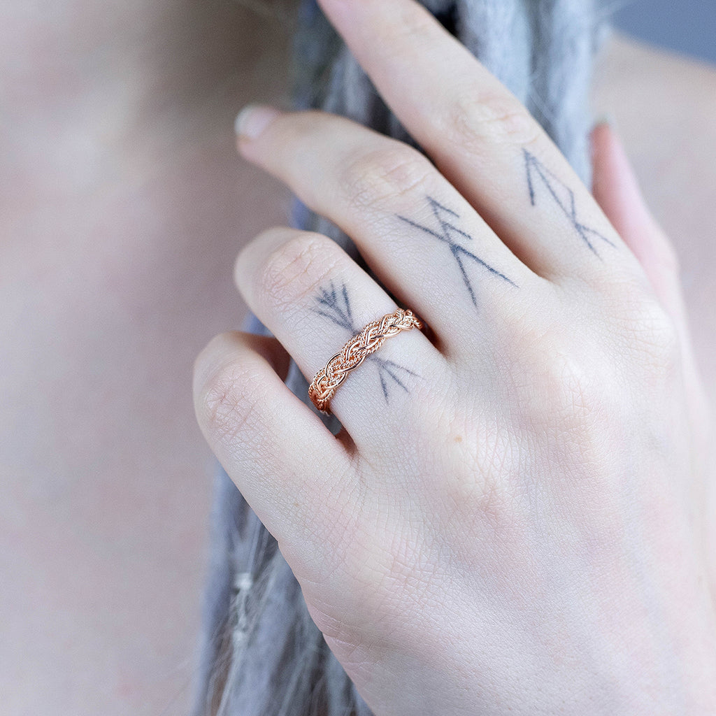 Hel's Weave Ring, Rose Gold