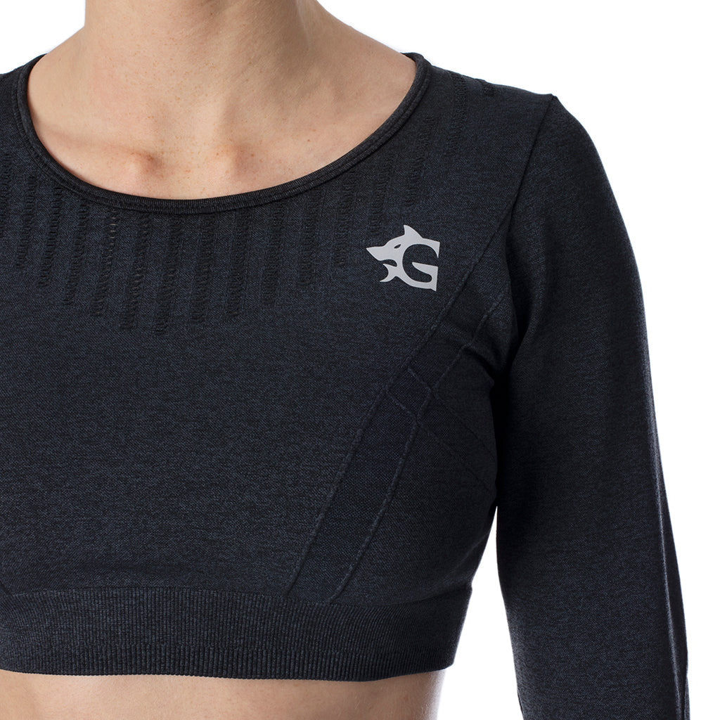 Crop Top, Vented, Black