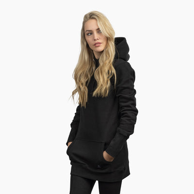 Women's Premium Longline Hoodie, Grimfrost, Black