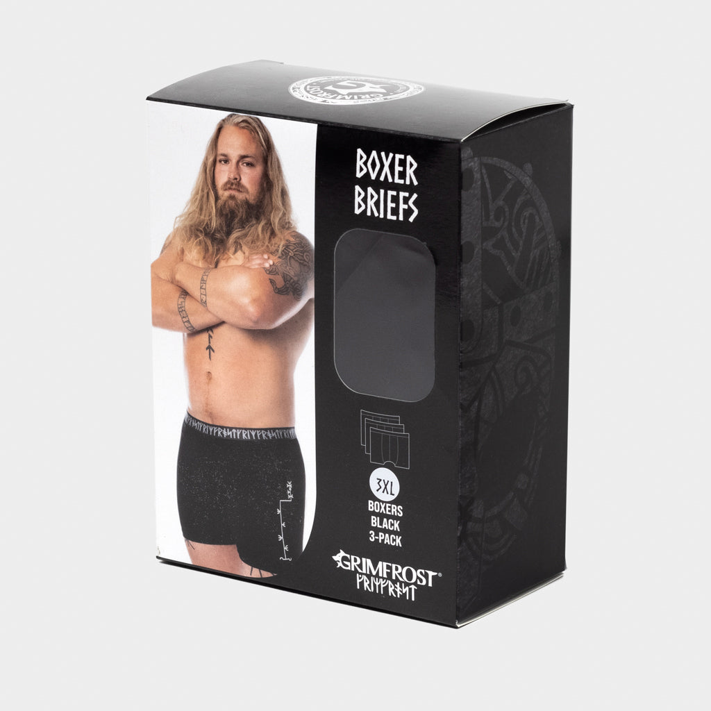 Grimfrost långa boxershorts, 3-pack, Svart