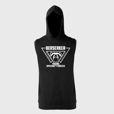 Premium Ärmlös Hoodie, Berserker, Svart