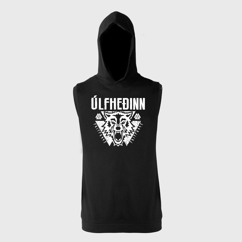 Premium Ärmlös Hoodie, Ulfhedinn, Svart