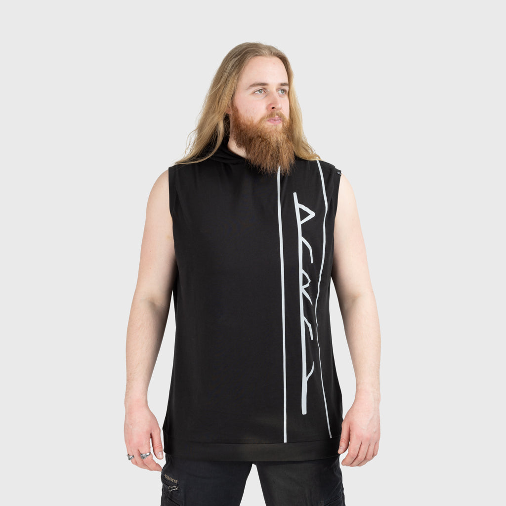 Premium Ärmlös Hoodie, Thor Viki, Svart