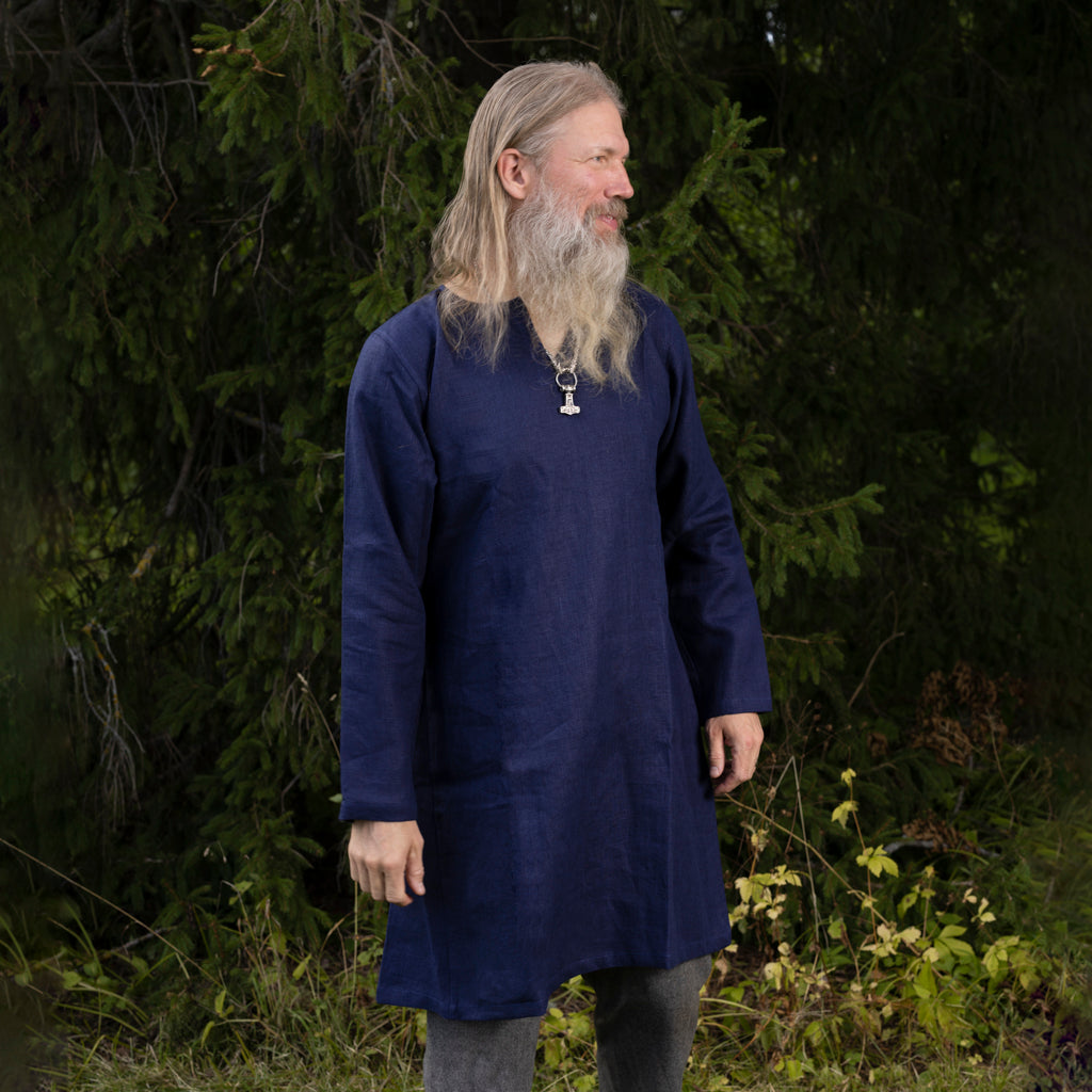 Viking Linen Tunic, Dark Blue