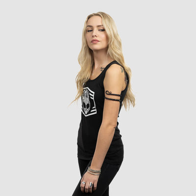 Women's Premium Tank, Clan Helmet, Black