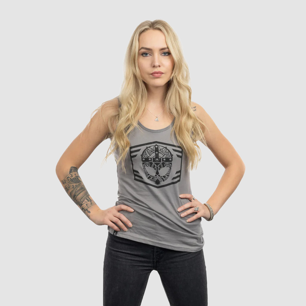 Women's Premium Tank, Clan Helmet, Grey