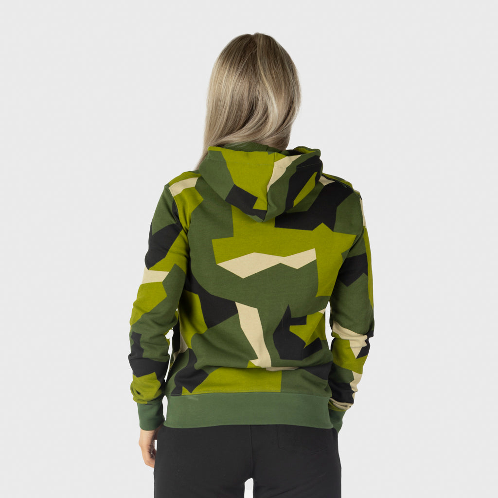 Premium pullover huvtröja för kvinnor, Grimfrost, M90 Grön Camo