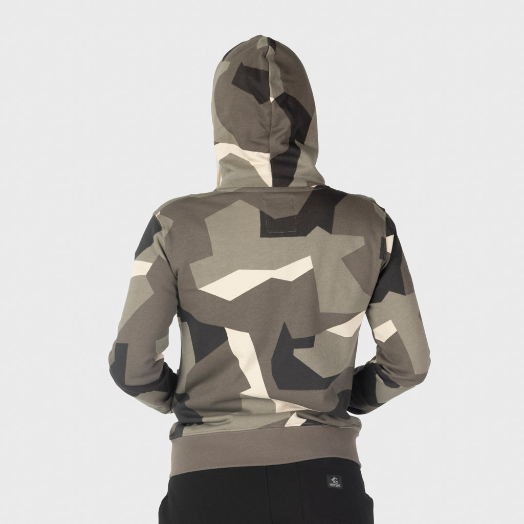 Premium pullover huvtröja för kvinnor, Valkyrie, M90 Brun Camo