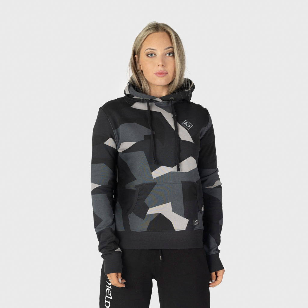 Premium pullover huvtröja för kvinnor, Grimfrost, M90 Grå Camo