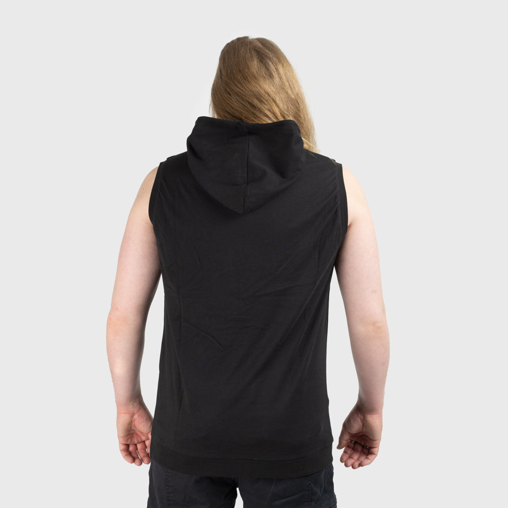 Premium Ärmlös Hoodie, Heathen, Svart